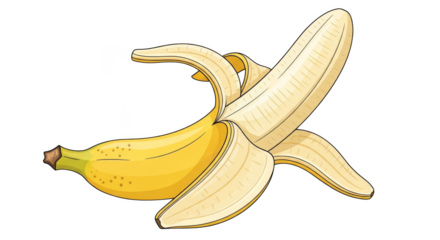 Partially peeled banana rests in darkness