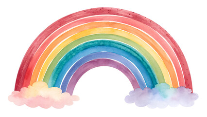 Watercolor rainbow brush strokes, bright artistic decoration, transparent PNG