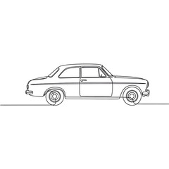 Fototapeta premium Vintage car outline illustration in minimalistic style 