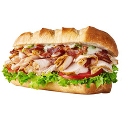  Isolated Sub Sandwich with Bacon and Turkey [Transparent Background PNG].