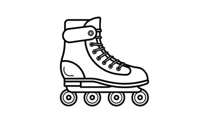 Simple outline drawing of a vintage roller skate