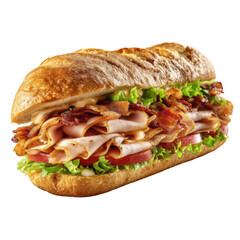  Isolated Sub Sandwich with Bacon and Turkey [Transparent Background PNG].