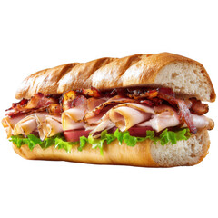  Isolated Sub Sandwich with Bacon and Turkey [Transparent Background PNG].