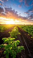Potato field at sunset (1)