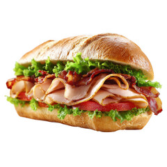  Isolated Sub Sandwich with Bacon and Turkey [Transparent Background PNG].