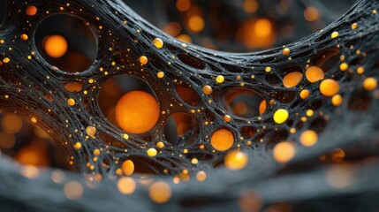 glowing spheres dark web abstract