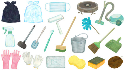 掃除用具のイラストセット