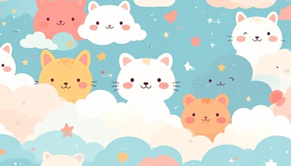 Obraz premium Cute seamless pattern with cartoon rabbits and flowers for kids design