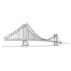 Obraz premium Minimalist line drawing of a suspension bridge on white background 