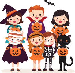 children wearing Halloween costumes