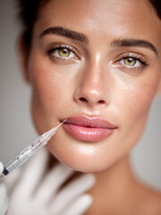 Closeup Of Woman Receiving Lip Injection