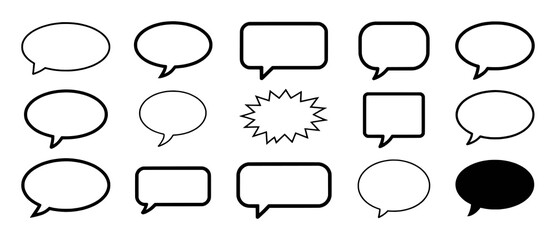 Fototapeta premium Collection of Diverse Speech Bubbles and Chat Icons in Black and White