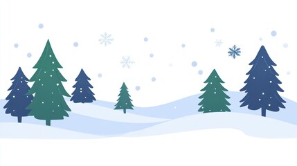Fototapeta premium Green Christmas forest Landscape illustration background christmas.