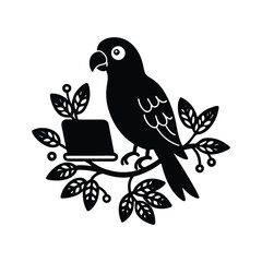 eclectus  Parrot Perched On Flowering Tree Branch Vector Art Illustration