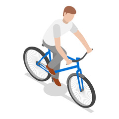 Fototapeta premium 3D Isometric Flat Vector Set of Cycling People, Recreational Outdoor Activity. Item 6