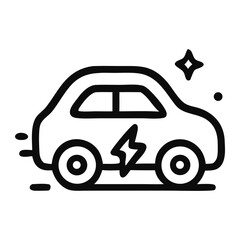 Simple black and white electric car symbol suitable for icons, logos, web design, and branding projects of electric vehicle industry.