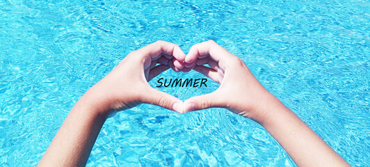 Aqua park, water pool and sea goggles 