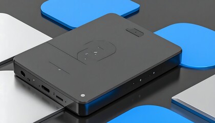 3D render of a black portable device