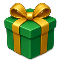 Festive Green Present with Golden Decoration