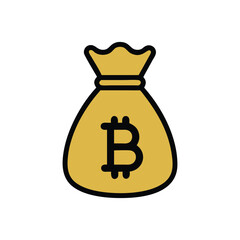 bag of bitcoin colorful icon