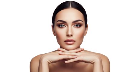 Beautiful woman with perfect skin isolated on transparent background