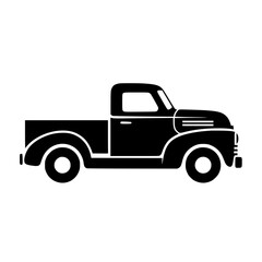 A classic vintage pickup truck, rendered in elegant silhouette, embodying nostalgia and rugged charm. Its design a tribute to automotive history. 