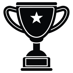 Classic trophy with star emblem represents achievement success and victory silhouette