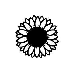 A striking minimalist representation of a sunflower with its radiating petals. The graphic design showcases the flower's elegant geometry and natural beauty in a bold and clean manner.