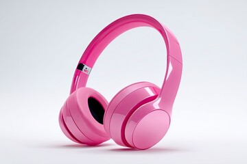 Pink Wireless Headphones with Modern Design on White Background