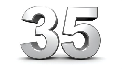 3D rendered metallic gray numbers 35