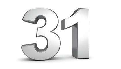 3D rendered metallic silver numbers