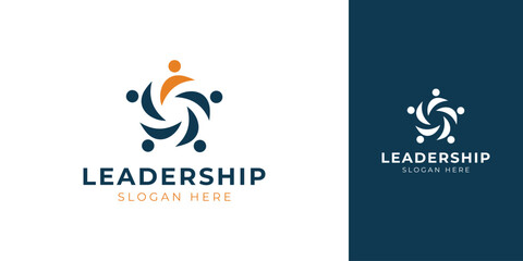 Leadership Logo with Abstract Human Figure Vector Design