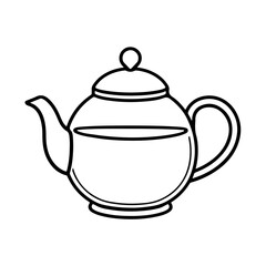 Teapot silhouette illustration, kitchen utensil design, hot tea brewing pot, traditional ceramic kettle, classic drink symbol artwork for cafe