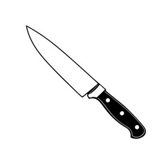 Kitchen knife silhouette illustration, sharp cooking utensil design, chef tool artwork, culinary blade symbol, professional food preparation equipment