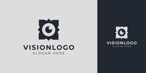 Vision Logo with Abstract Eye Lens Vector Design