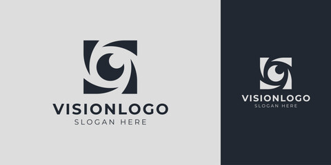 Vision Logo with Abstract Eye Lens Vector Design