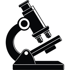 Black silhouette of a compound microscope for scientific research and study silhouette
