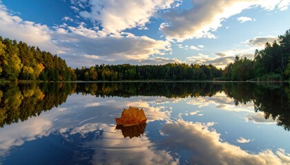 Autumnal lake reflection