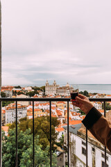 Lisbon View with Wine