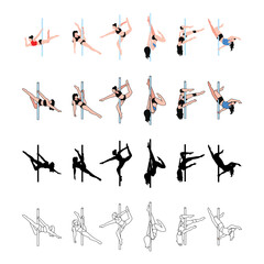 Pole Dance Silhouette and Vec...