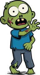 Cartoon zombie child, green undead character, Halloween vector art, scary kid illustration, spooky monster design, horror clipart for children