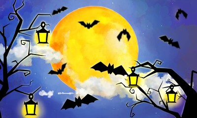 halloween night background★ハロウィンのシームレスな背景壁紙