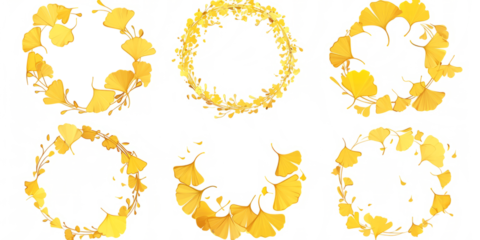 Minimalist ring of yellow ginkgo leaves