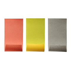 Fototapeta premium Brightly colored sticky notes in shades of orange, yellow, and gray arranged for office organization and planning