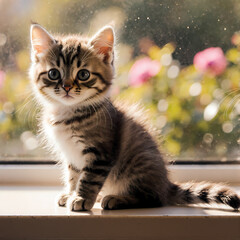 Naklejka premium Golden Whiskers in Sunlight