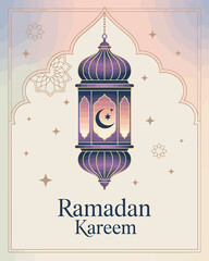 Elegant ramadan greeting card design with serene imagery