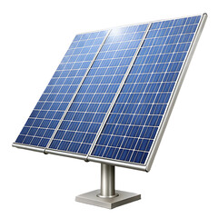 Four Solar Panels on Metal Stand Against Background photovoltaic renewable energy isolated on a transparent background