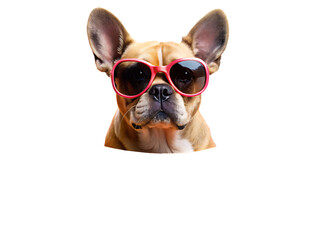 French Bulldog Wearing Pink Sunglasses on Background animal cute isolated on a transparent background