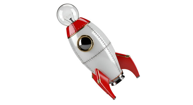 Retro rocket launches bright idea for business success - Powered by Adobe