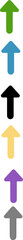 Obraz premium A vertical stack of blurred, upward-pointing arrows in various colors.